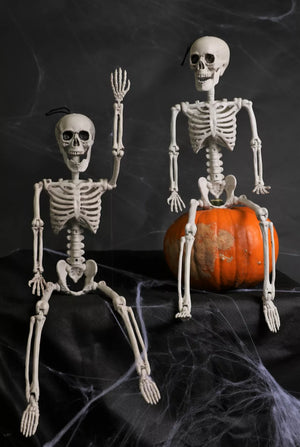 2 X LARGE POSEABLE HUMAN SKELETON 64CM HALLOWEEN DECORATION