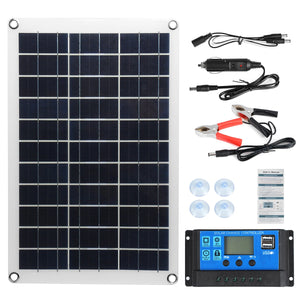 30W Solar Panel Kit 12V/24V Battery Charger MPPT Controller Camper Car Van Boat