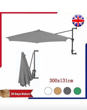 Wall Mounted Parasol Outdoor Patio Umbrella Sun Shade 3m 9.8ft