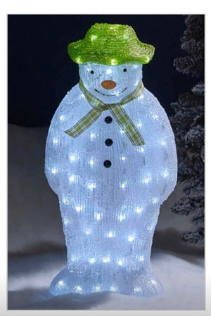 The Snowman Christmas Outdoor Garden Decoration - 55cm - 100 Ice White LED's