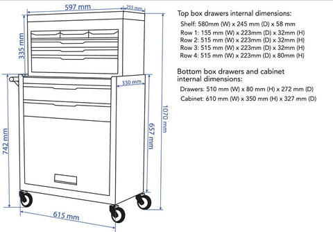 Image of BLACK 8 DRAWER TOOL BOX CHEST & ROLLER CABINET